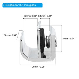 PATIKIL Frameless Glass Clamp, 2 Pack Zinc Alloy Shower Door Glass Bracket Non-Porous Sliding Door Clips for 3-5 mm Glass in Wine Cabinet Pcs Door, Silver