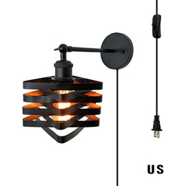 VinTopsh Industrial Plug in Wall Sconces,Metal Plug in Wall Light Fixtures with On Off Switch,Farmhouse Wall Lamp Living Room Bedroom Hallway