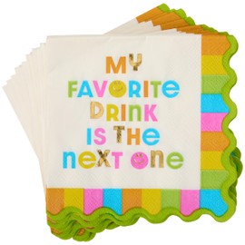 C.R. Gibson TW4-25846 Favorite Drink Next One Disposable Paper Cocktail Napkins, 5" x 5", Multicolor, 20 Pieces