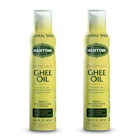 Mantova Ghee Oil, 100% Pure Cooking Oil Spray, Omega-3, perfect for Keto snacks, baking, grilling, or cooking, our oil dispenser bottle lets you spray, drip, or stream with no waste, 5 oz (Pack of 2)