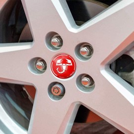 SGW 4 Pcs Aluminum Alloy Wheel Hub Cap Sticker Badge Scorpion Emblem For Fiat Abarth ABS Material Red White 56mm