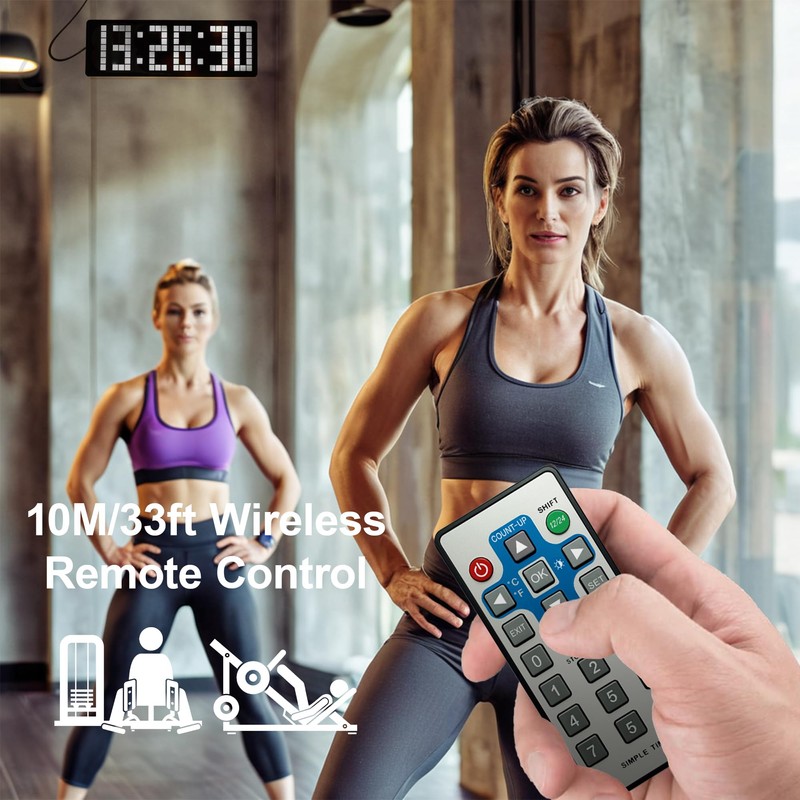 Manoive Gym Timer, 13.2 Inch Digital LED Wall Clock &