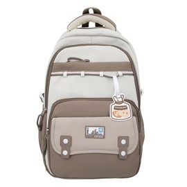 Cute Aesthetic Large Waterproof Backpack for Women Y2K Casual Laptop Backpacks Preppy College Anti-Theft Daypack (Brown)