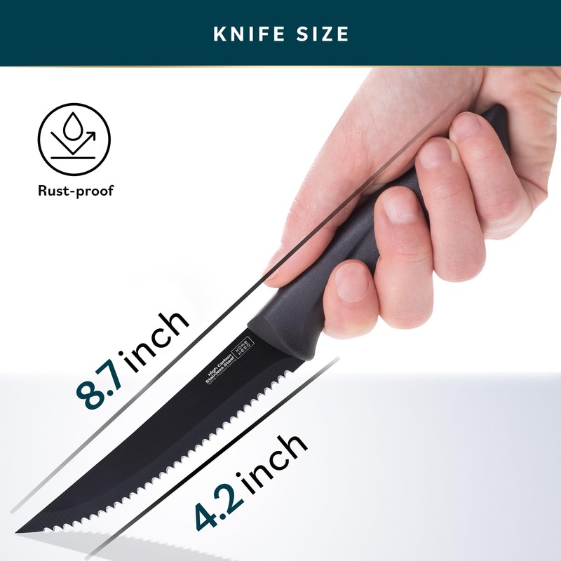 Home Hero Steak Knife Set - Nonstick Serrated Steak Knives