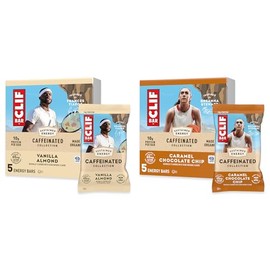 CLIF BAR Caffeinated Collection - Caramel Chocolate Chip and Vanilla Almond Flavor - Made with Organic Oats - Energy Bars - Non-GMO - Plant Based Protein Bars (10 Pack, 2 Boxes)