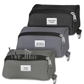 Luxadar Premium Small Tool Pouch Bags with Zipper YKK Durability - Heavy Duty - Anti Tear - Water-Resistant - Name Tags, Multipurpose Small Tool Bags, 3 Colors (3.5" X 6.5")