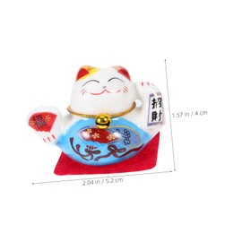Zerodeko 5pcs Mini Ceramic Wealth Cat Statues Japanese Style Luck Charms for Home Office and Car Dashboard Cat Figurines