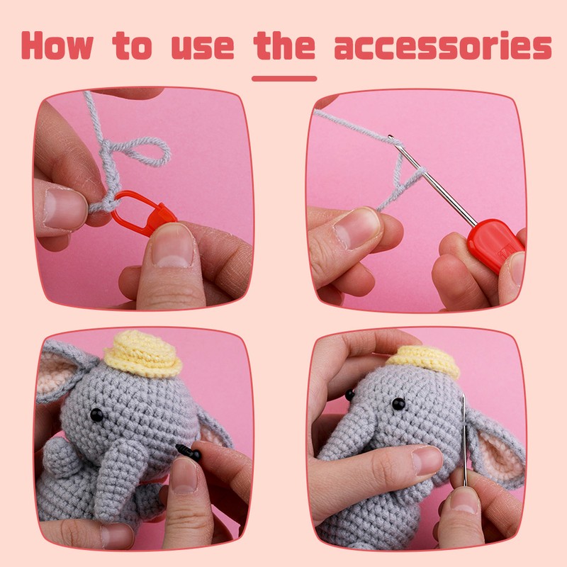 Beginners Crochet Kit Animal Elephant Crochet Starter Kit with Easy