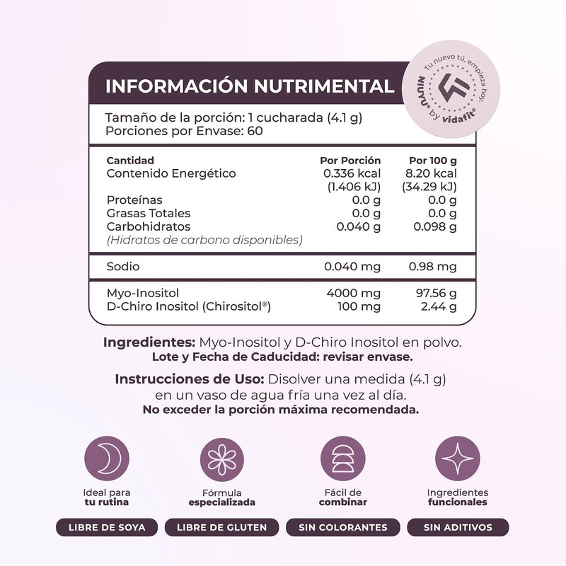 Myo & D-Chiro Inositol Relación 40:1 Ideal para Mujeres Fórmula