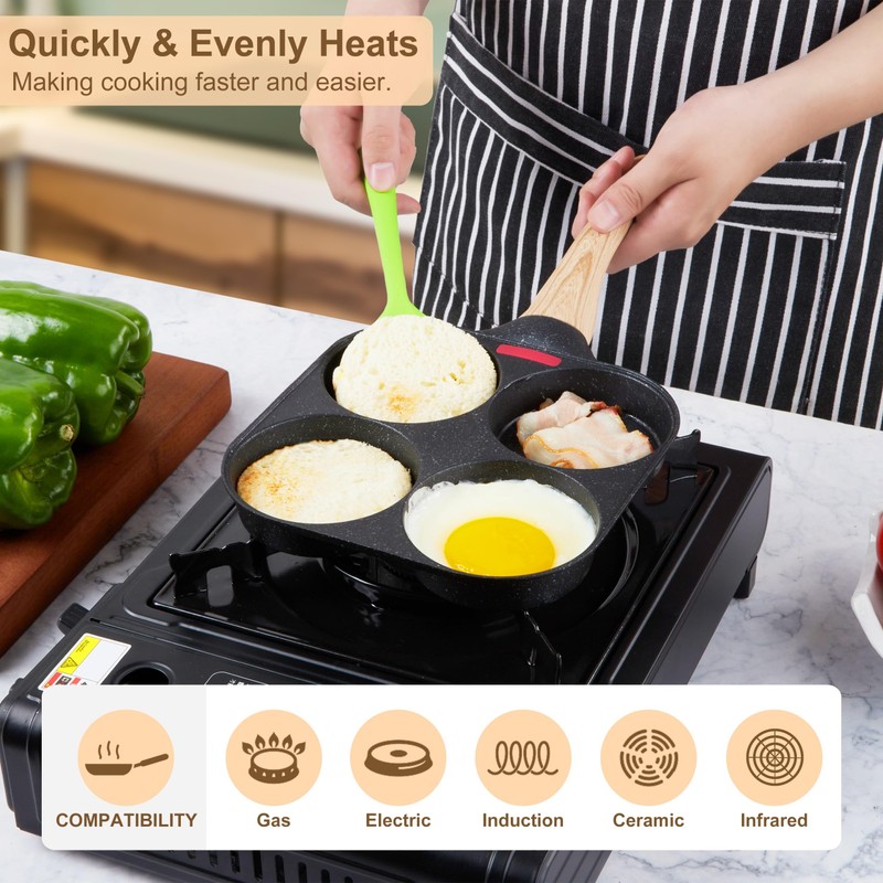 MyLifeUNIT Egg Frying Pan, 4-Cup Egg Pan Nonstick, Fried Egg