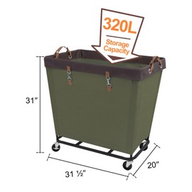 StorageWorks 320L Laundry Basket with Wheels, Extra Large Rolling Hampers for Clothing Organizer, Dirty Clothes Basket for Hote, Home, Closet, Dorm, Green