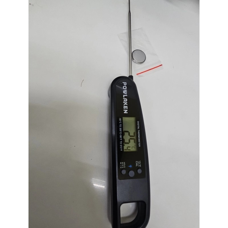 Powlaken Digital Meat Food Thermometer Foldable Cooking In Black