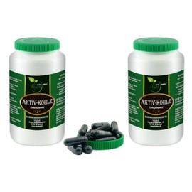 VITAIDEAL Vegan® Activated Carbon "Spar-Pot" 2 x 360 Vegetable Capsules (Carbon, Carbo Medicinalis) Powder Each 250 mg Pure Natural without Additives.