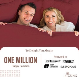 Pizuna Pure 100% Cotton Sheets Queen Size, Luxurious 400 Thread Count Long Staple Cotton Sateen Sheets Queen with 15" Deep Pocket (Combed Rio Red Cotton Sheets Queen)