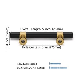 goldenwarm 10 Pack Black Cabinet Handles Black and Gold Cabinet Pulls 3 Inch Black Kitchen Cabinet Pulls Cabinet Hardware Black Cabinet Drawer Pulls for Kitchen Cupboard