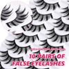 TORMEN 10 Pairs Synthetic Fiber Hard Stem False Eyelashes Wispy
