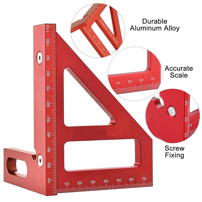 Zimmermannswinkel, Präzises Anschlagwinkel Set, Carpenter's Square, Square Protractor, Triangle Ruler