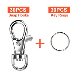 LEOBRO 60PCS Metal Swivel Snap Hooks and Key Rings, 30PCS Small Lobster Claw Keychains Clasps and 30PCS Key Chain Ring for Keychain Clip, Key, Jewelry Making, Art Crafts, Silver