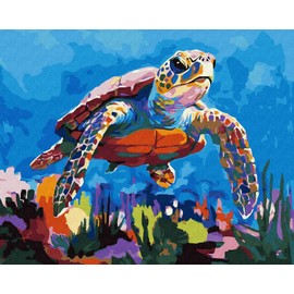 KOMI Painting by Numbers for Adults, Paint by Numbers for Children Adults Beginner, Colour by Numbers Painting Art Craft Kit for Aults, Sea Turtle 40x50cm