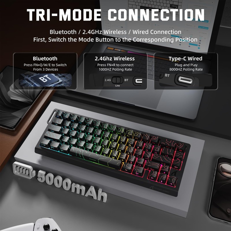 ATTACK SHARK X68HE PRO Rapid Trigger Wireless Gaming Keyboard and