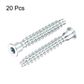 sourcing map 20Pcs M7x50mm Hex Socket Countersunk Head Self Tapping Connecting Screws Carbon Steel Furniture Confirmat Screw, Silver