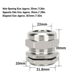 M32 Stainless Steel Cable Gland Protector IP68 Water Proof Cable Glands Joints Adjustable Connector for 15-22mm Cable Diameter