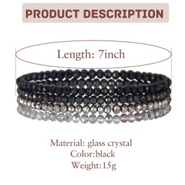 LOCCY Women's Crystal Beads Bracelet Multilayer Stones Bracelet Boho Fashion Jewellery Bracelet Women Black, crystal beads, No Gemstone