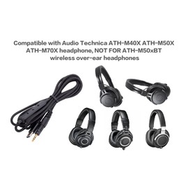 ATH-M40X M50X M70X Replacement Audio Cable Compatible with Audio Technica Headphones, Type C to 2.5mm Stereo Jack Plug 1.5 Meters Inline Microphone/Remote - Black
