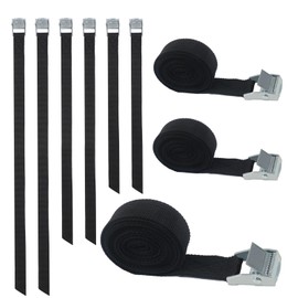 Pack of 6 lashing straps, fastening strap, 0.5 m/2 m/4 m, ratchet lashing strap, width 20 mm, adjustable lashing strap with metal buckle for transport, luggage, cargo, camping