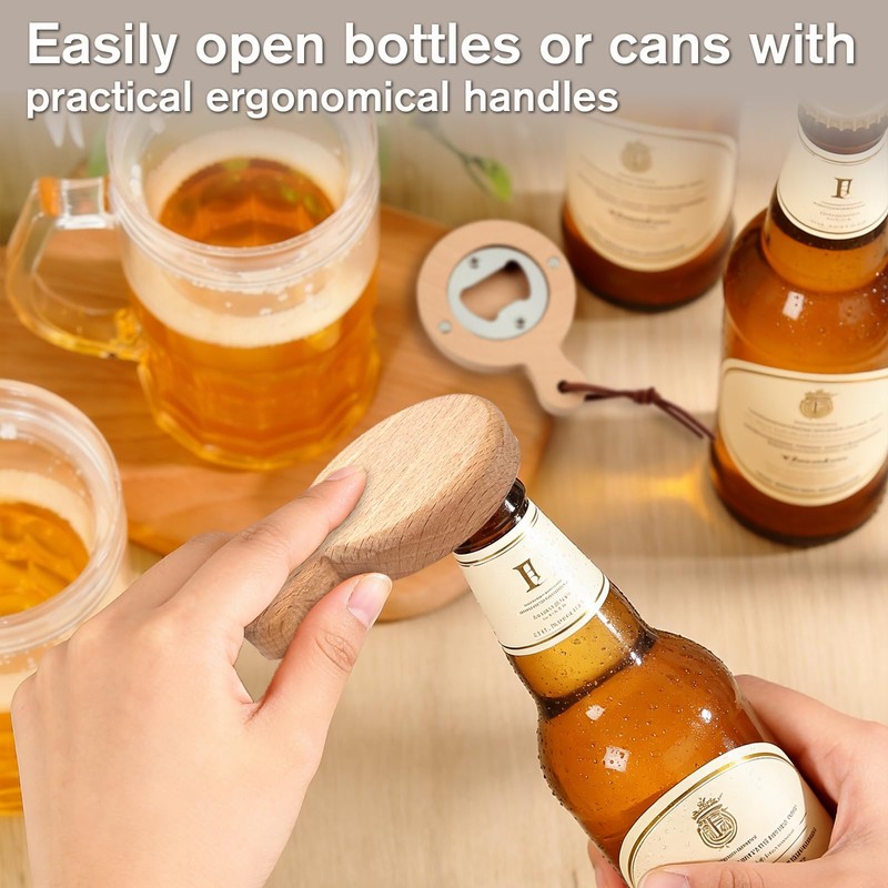 24 Pcs Magnetic Bottle Openers, Bulk Fridge Bamboo Wooden Beer