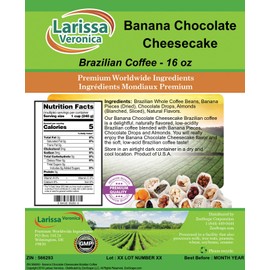 Banana Chocolate Cheesecake Brazilian Coffee (Gourmet, Naturally Flavored, Whole Coffee Beans) (16 oz, ZIN: 566293) - 3 Pack