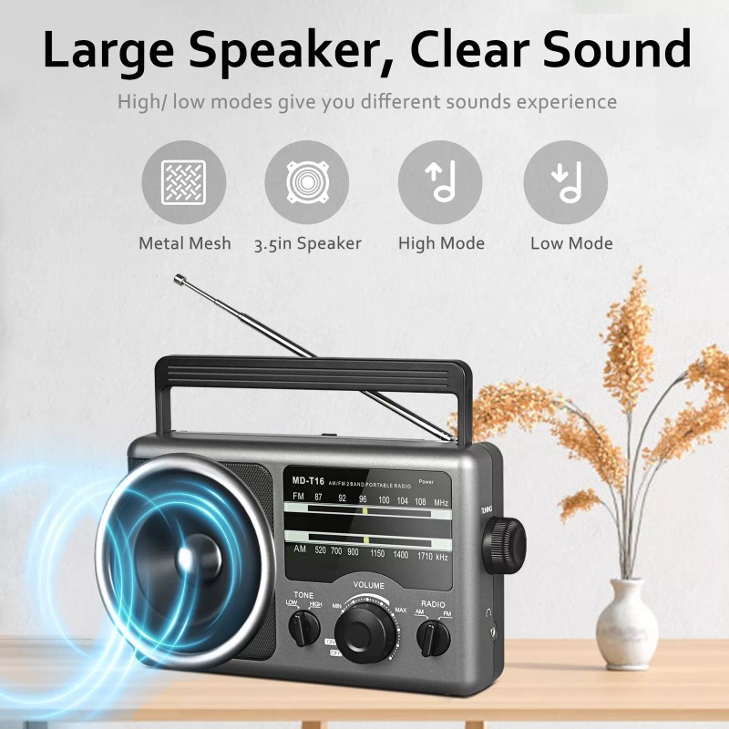 Jazmm AM FM Portable Radio Battery Operated Radio by 4X