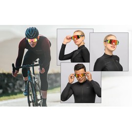 YASREKUYI Polarized Sports Sunglasses HD Glasses Neon Lens UV400 TR90 Frame Cycling Fishing Running Climbing for Women Man (Blackgreen)