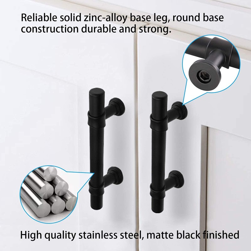 goldenwarm 10 Pack Black Cabinet Pulls Kitchen Cupboard Handles -