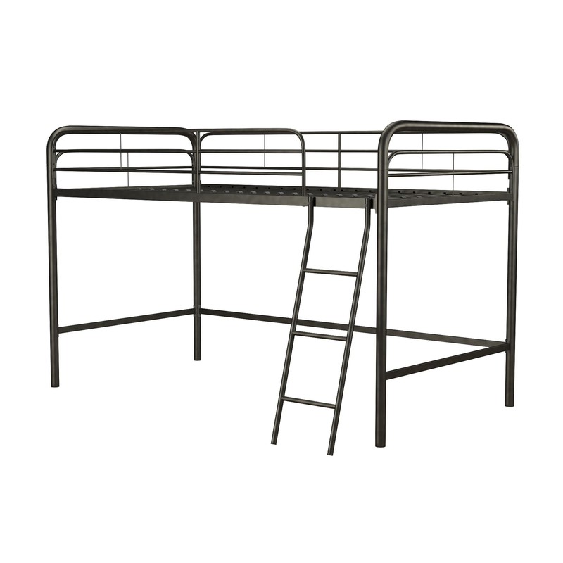 DHP Junior Loft Bed, Space-Saving Metal Frame, Black Finish, Ideal