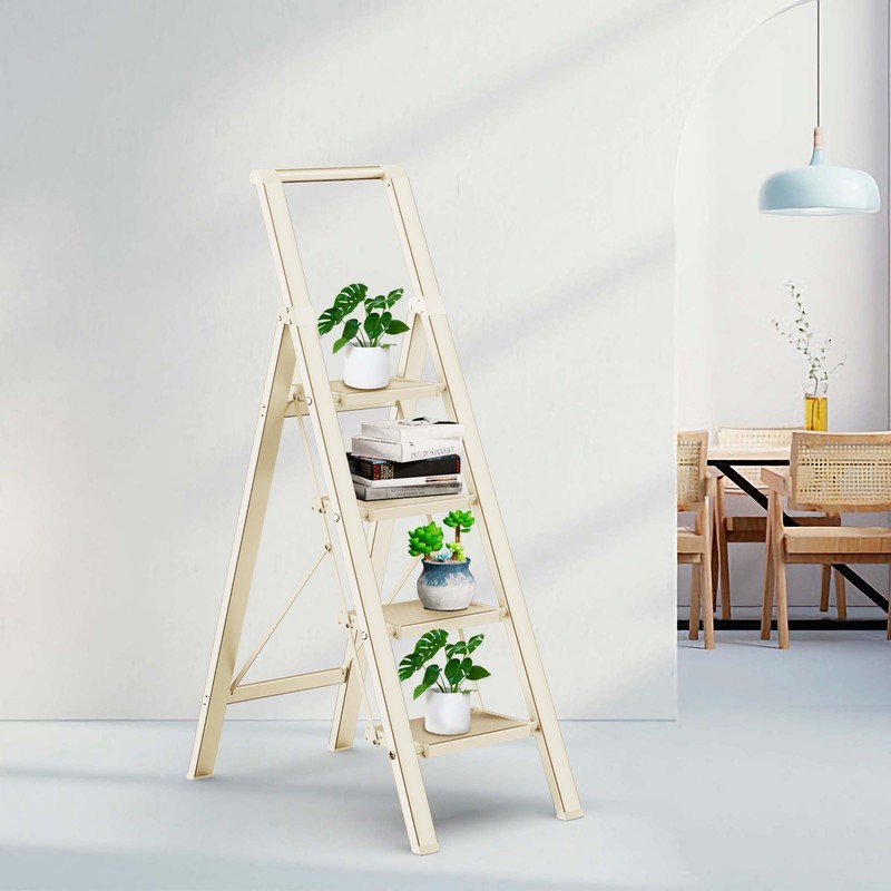 GameGem 4 Step Ladder Folding Step Stool Stepladders with Anti-Slip