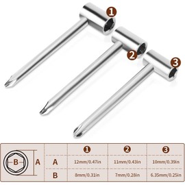Gorise 3PCS Guitar Truss Rod Wrench 7mm 8mm 6.35mm Guitar Neck Adjustment Tool for Maintenance Black
