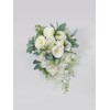 Rinlong 10.6" Wide White Sage Artificial Cascading Wedding Bouquets for