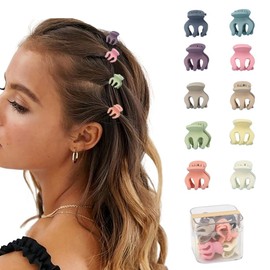 IYOU Mini Hair Claw Clips Pink Small Claw Clips Pins Clamps Cute Non Slip Tiny Plastic Hair Clips for Women and Girls(10 Pcs)
