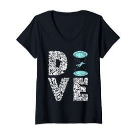 Womens Dive Indoor Skydiving Wind Tunnel Flight Wingsuit Skydiver V-Neck T-Shirt