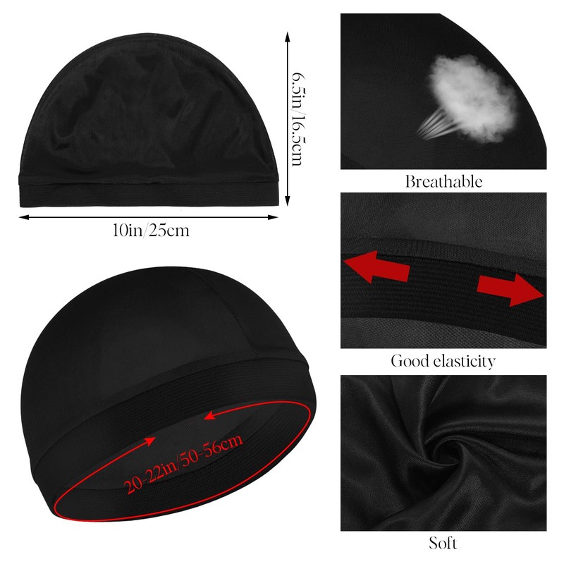 Heclia 3 Pcs Satin Wave Cap for Men Women, Silky