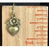Bronze Etched Heart and Flower Charm Dangle Earrings Love Romance