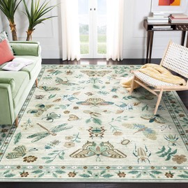 Othilic Othilic Modern Insect Print Area Rug - 6x9 Washable Living Room Rug Ivory Bohemian Stain Resistant Dining Room Rugs for Under Table Non Slip Soft Floor Carpet for Living Room Bedroom Nursery Office