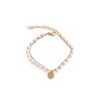 Gold Layered Pearl Heart Bracelet for Women,Dainty Charming Bohemian Beaded