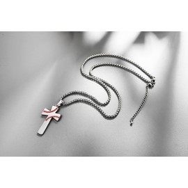XIEXIELA Baseball Cross Necklace for Boys. I CAN DO All Things Strength Bible Verse Stainless Steel Pendant for Men Baseball Stand Silver
