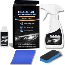 Automotive Headlight Restoration Kit,Headlight Cleaner for Cars,Headlight Refurbishing Kit,Headlight Refurbishing Agent with Headlight Protective Agent,Towel,Sponge
