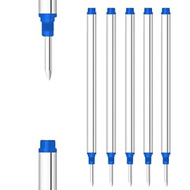 DunBong Spiral Refill, Replaceable Gel Ink Rollerball Refills 5 Pack, 0.5mm Medium Point, Threaded Rolling Ball Refills (Blue)