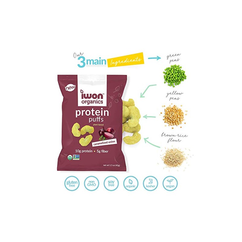 IWON Organics Puff de proteínas, alta proteína y orgánico, 8