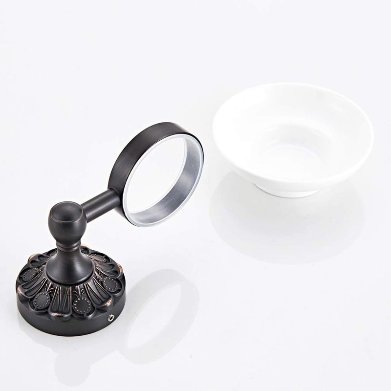 7Trees Bathroom Toilet Soap Holder with Ceramic Dish Wall Mount,