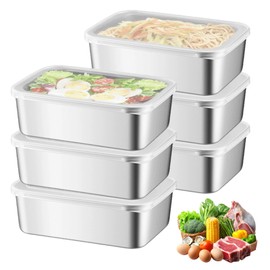 Set of 6 Food Boxes for Fridge, Food Storage Box with Lid, Fresh Food Storage Containers, Stainless Steel Food Storage Boxes for Fridge, Stainless Steel Food